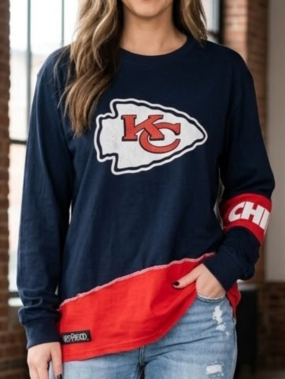 [[Refried]] Kansas City Chiefs Black & Red Long Sleeve Top